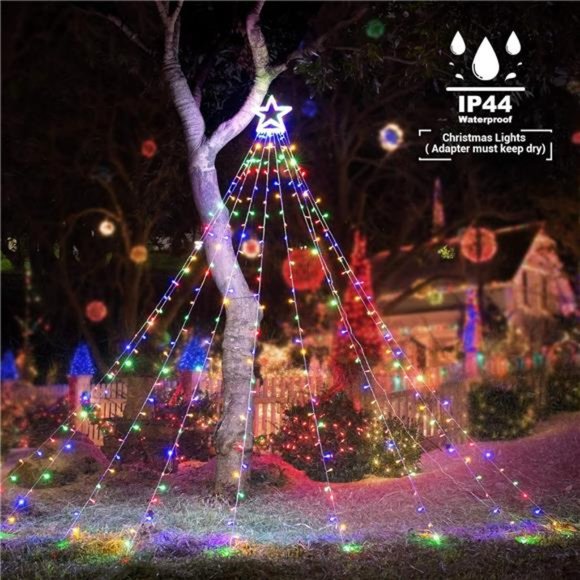 Christmas Lights, 317 LED 10ft X 9 Lights with 12" Topper Star, 8 Modes - Picture 3 of 6